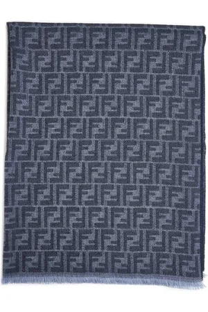 Fendi Accessoires, Heren, Blauw, ONE Size, Wol, Scarf Wol Blauw