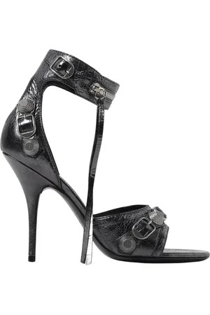 Balenciaga Schoenen, Dames, Grijs, 38 EU, Leer, Grijze Zip Sandaal Hakken