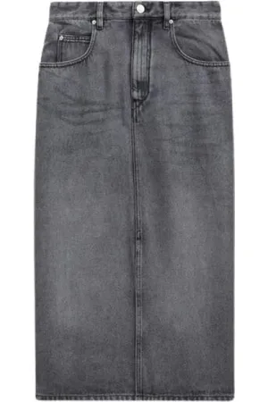 Isabel Marant Rokken, Dames, Grijs, XS, Denim, Denim Midi Rok met Riem