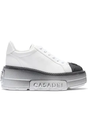 Casadei Schoenen, Dames, Wit, 37 1/2 EU, Leer, Nexus Toe Cap Sneakers