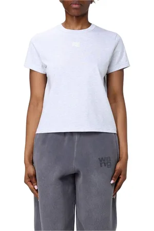 Alexander Wang Tops, Dames, Grijs, M, Katoen, Zwart Katoenen Jersey T-Shirt