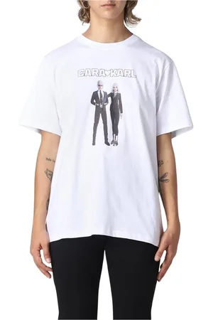 Karl Lagerfeld Tops, Dames, Wit, XS, Grafische Print Casual T-Shirt