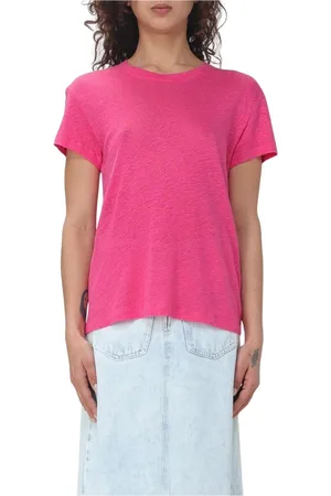 IRO Tops, Dames, Roze, M, Linnen, Levendig Fuchsia Linnen T-Shirt