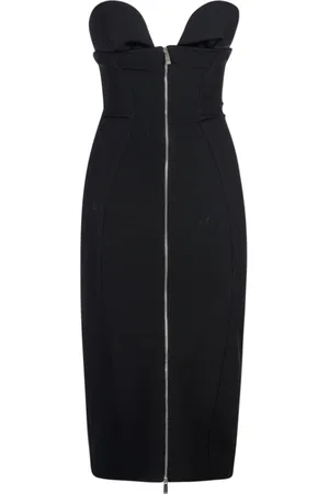 OFF-WHITE Kleedjes, Dames, Zwart, 2Xs, 1000 Zwarte Midi Jurk