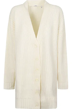 Aspesi Truien, Dames, , 2Xs, Witte V-hals Knoopvest