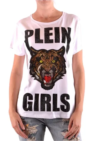 Philipp Plein Tops, Dames, Wit, XS, Katoen, Unique Print T-shirt