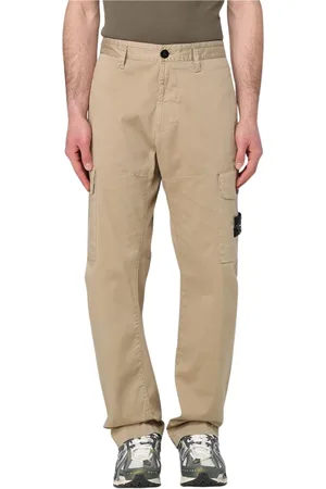 Stone Island Broeken, Heren, Bruin, W33, Zwarte cargobroek met meerdere zakken