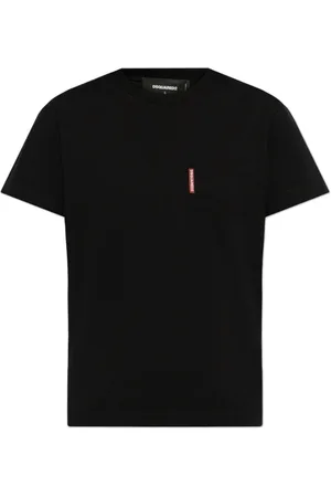 Dsquared2 Tops, Dames, Zwart, M, Katoen, T-shirt met Zak