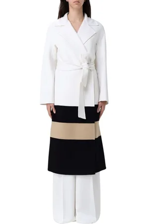 Max Mara Mantels, Dames, Wit, 2Xs, Wol, Elegante Wool Midi Coat in Wit