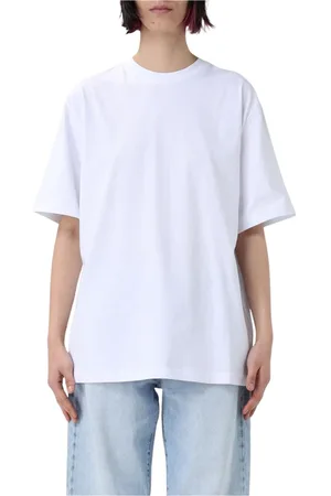 Msgm Tops, Dames, Wit, S, Grafische Print T-shirt voor Vrouwen