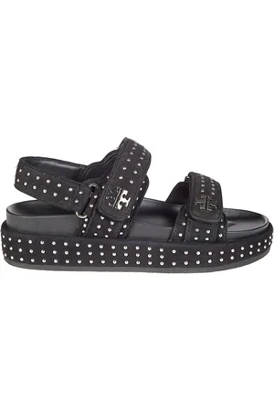 Tory Burch Schoenen, Dames, Zwart, 37 EU, Leer, Sandalen met Noppen