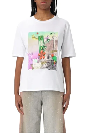 Patrizia Pepe Tops, Dames, Wit, XS, Katoen, Stadsgezicht Grafische Tee