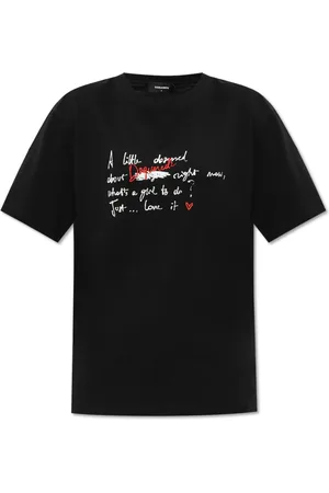 Dsquared2 Tops, Dames, Zwart, 2Xs, Katoen, Bedrukte T-shirt