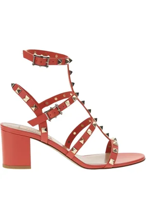 VALENTINO GARAVANI Schoenen, Dames, Rood, 37 1/2 EU, Zwarte Rockstud Hak Sandalen