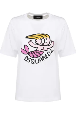 Dsquared2 Tops, Dames, Wit, XS, Katoen, Mermaid Easy T-shirt