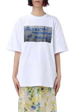 Msgm Tops, Dames, Wit, M, Grafische Print T-shirt