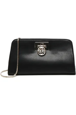 V°73 Tassen, Dames, Zwart, ONE Size, Zwarte Gestructureerde Clutch met Florone Sluiting