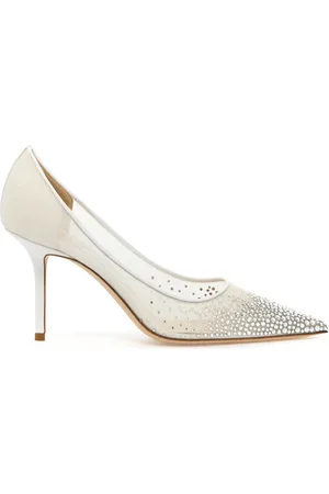 Jimmy Choo Schoenen, Dames, Wit, 36 1/2 EU, Crystal Mesh Love Pumps