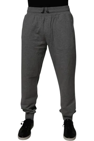 Dolce & Gabbana Broeken, Heren, Grijs, 3Xl, Katoen, Grijze Logo Katoenen Jogger Trainingsbroeken