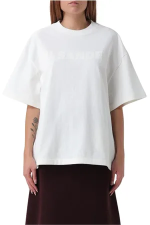 Jil Sander Tops, Dames, Wit, L, Minimalistisch Logo T-shirt voor vrouwen