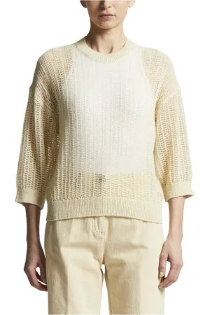 PESERICO SIGN Truien, Dames, Geel, 3Xs, Wol, Lichtgewicht Lurex alpaca tricot trui