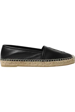 Saint Laurent Schoenen, Dames, Zwart, 38 EU, Zwarte Logo Espadrille Casual Flats
