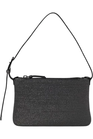 Brunello Cucinelli Tassen, Dames, Zwart, ONE Size, Zwarte Sparkle Rits Crossbody Tas