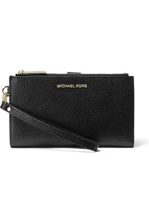 Michael Kors Accessoires, Dames, Zwart, ONE Size, Leer, Ritssluiting Polsportemonnee met Meerdere Zakken