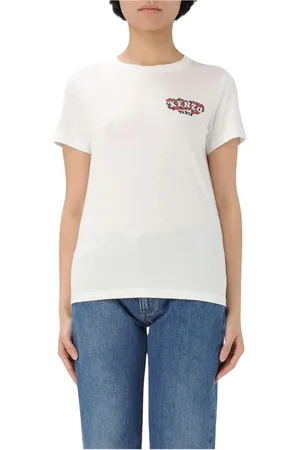Kenzo Tops, Dames, Wit, M, Wit Grafisch Print T-shirt