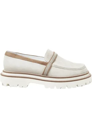 PESERICO SIGN Schoenen, Dames, Wit, 38 EU, Leer, Loafers van echt leer met twee kleuren
