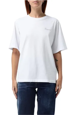 Dsquared2 Tops, Dames, Wit, M, Katoen, Wit Crew Neck T-Shirt