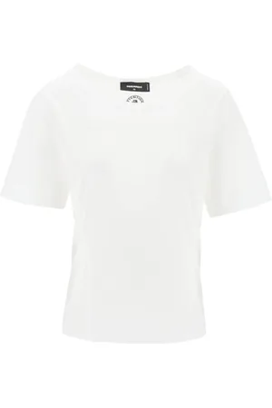 Dsquared2 Tops, Dames, Wit, L, Katoen, T-Shirt Sweatshirt