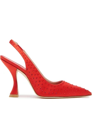 Stuart Weitzman Schoenen, Dames, Rood, 40 EU, Leer, Versierde pumps met spitse neus