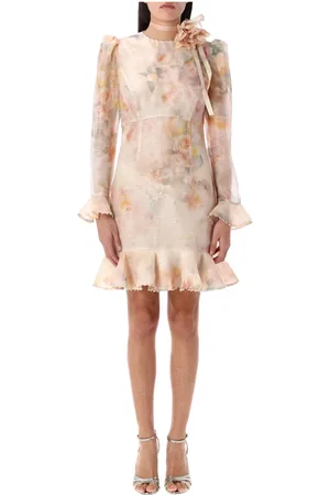 ZIMMERMANN Kleedjes, Dames, , M, Linnen, Crush Flower Mini Jurk