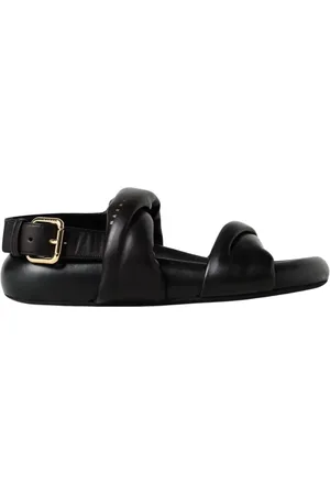 Marni Schoenen, Dames, Zwart, 38 EU, Leer, Zwarte Leren Hoge Hak Sandalen