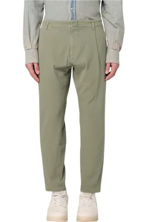 Dondup Broeken, Heren, Groen, W32, Stijlvolle Groene Geplooide Casual Broek