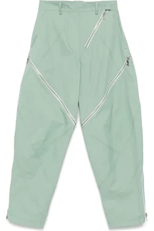 The Attico Broeken, Dames, Groen, 2Xs, Nylon, Groene Zijden & Nylon Modetrui
