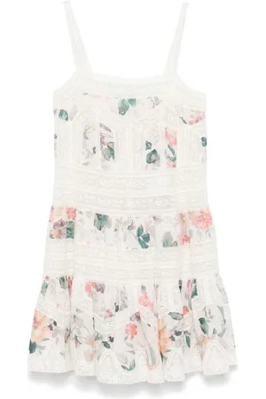 ZIMMERMANN Kleedjes, Dames, Veelkleurig, M, Katoen, Acacia Mini-jurk met kanten rand