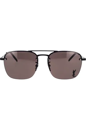 Saint Laurent Accessoires, Heren, Zwart, 57 MM, Caravan Stijl Zonnebril met YSL Logo
