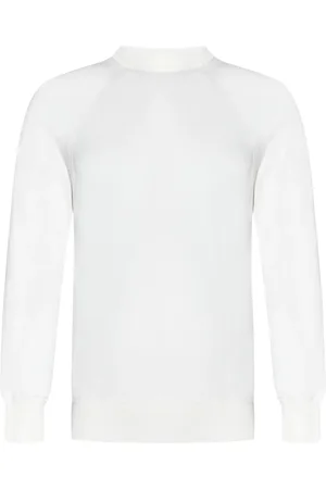 Malo Truien, Heren, Wit, 2Xl, Katoen, Witte Sweater Geribbelde Ronde Hals Katoenen Gebreid