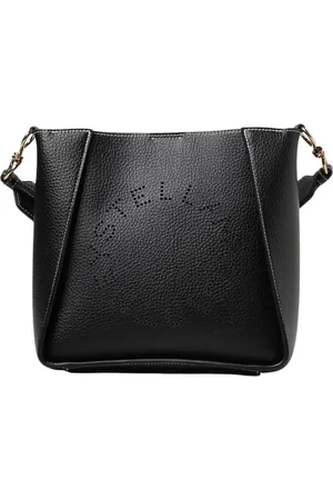 Stella McCartney Tassen, Dames, Zwart, ONE Size, Leer, Geperforeerde Logo Mini Schoudertas
