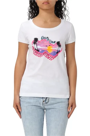 Dsquared2 Tops, Dames, Wit, M, Katoen, Scoop Fit T-Shirt