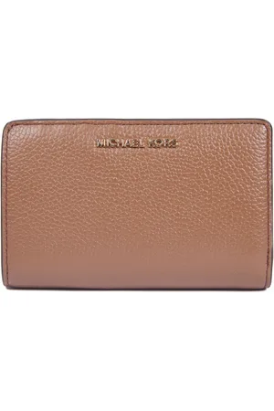 Michael Kors Accessoires, Dames, Bruin, ONE Size, Leer, Stijlvolle leren portemonnee met gouden logo
