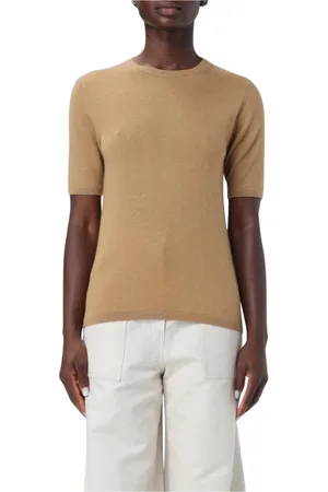 Max Mara Tops, Dames, Bruin, M, Kasjmier, Luxe Kameel Trui
