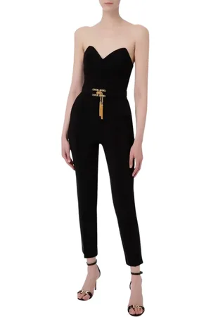 Elisabetta Franchi Jumpsuits & Playsuits, Dames, Zwart, S, Bustier Jumpsuit met Riem