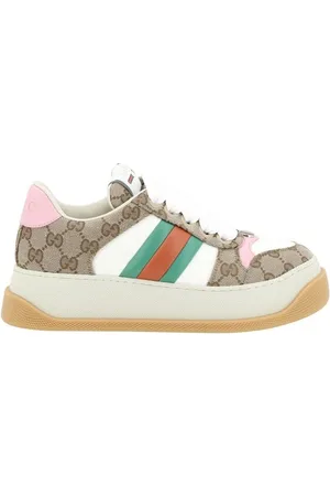Gucci Schoenen, Dames, Veelkleurig, 39 1/2 EU, Canvas Sneakers met Plateau Zool