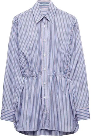 Prada Blouses & Shirts, Dames, Blauw, S, Blauw Gestreept Shirt