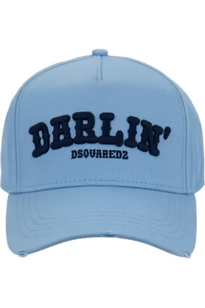 Dsquared2 Accessoires, unisex, Blauw, ONE Size, Katoen, Geborduurde Baseballpet met Gesp