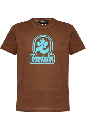 Dsquared2 Tops, Dames, Bruin, S, Katoen, T-shirt met print