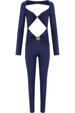 Elisabetta Franchi Jumpsuits & Playsuits, Dames, Blauw, 2Xl, Oltremare Jumpsuit met Maxi Strik